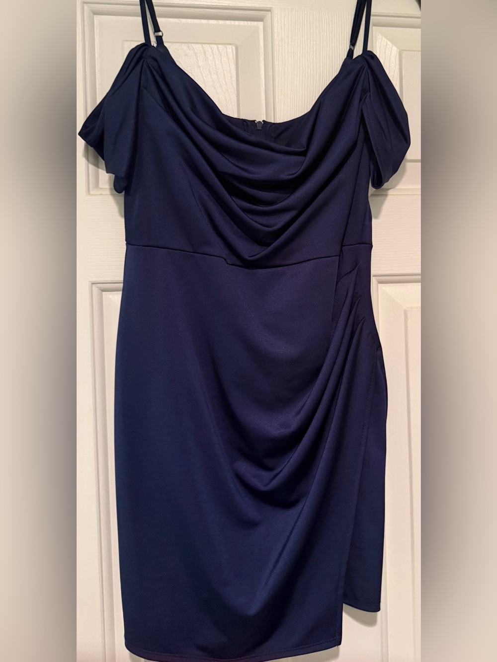 B Darlin Navy Draped Arms Cocktail Homecoming Dress from Dillards Size 1/2